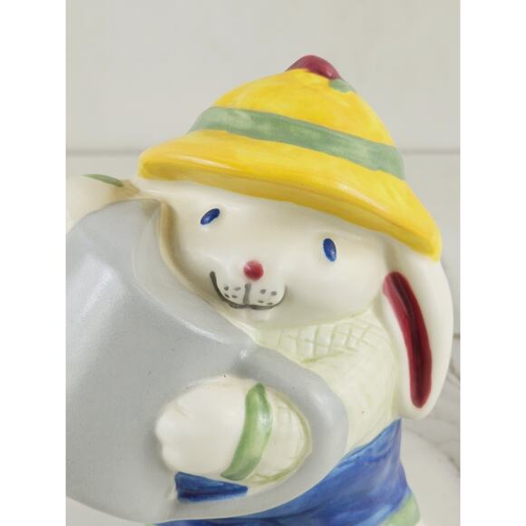 Pottery Rabbit Bunny Gardener Easter Salt Shaker 5 1/4" TIC USA Ceramic Vintage - Picture 2 of 16